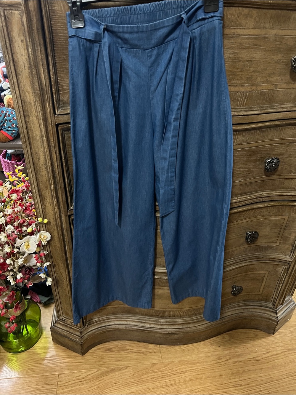 Men's Relaxed Blue Tie-Waist Chino Pants